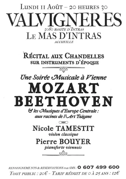 Récital aux Chandelles - Mozart & Beethoven - Vignerons Indépendants